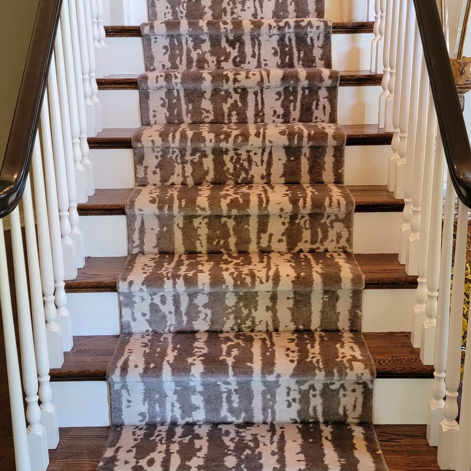 Animal print carpet stair runner by Floor Decor Carpet One